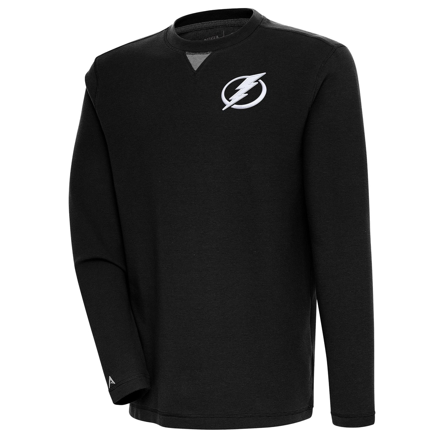 Men's Antigua  Black Tampa Bay Lightning Flier Bunker Tri-Blend Pullover Sweatshirt