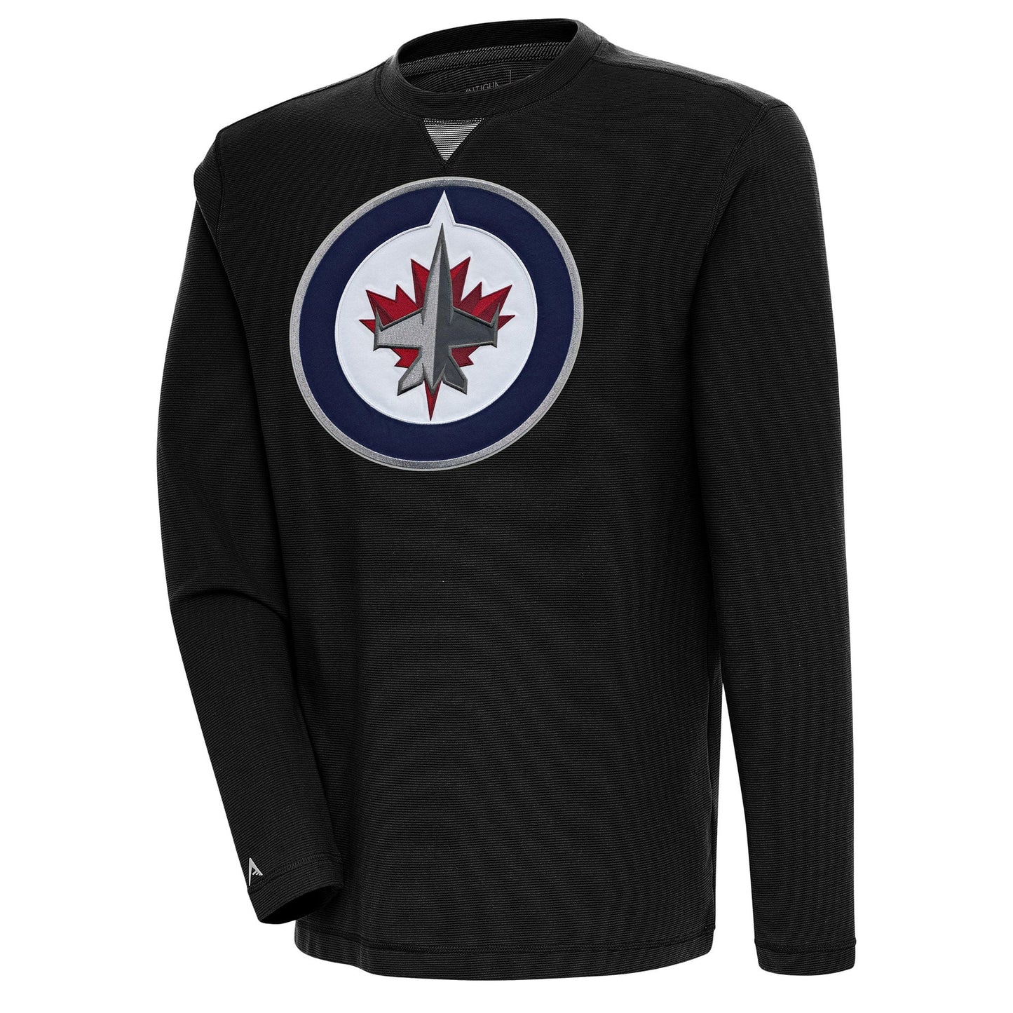 Men's Antigua  Black Winnipeg Jets Flier Bunker Tri-Blend Pullover Sweatshirt