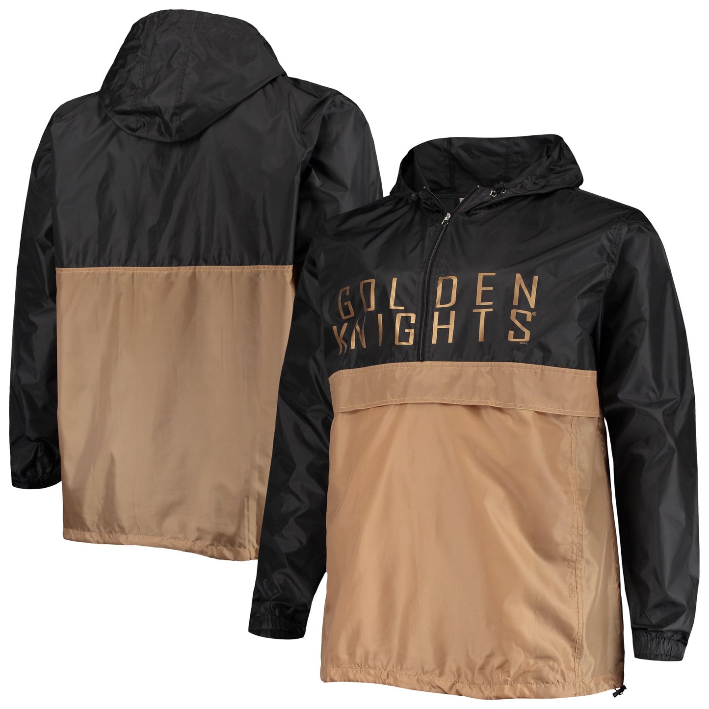 Men's Black Vegas Golden Knights Big & Tall Anorak Half-Zip Pullover Hoodie