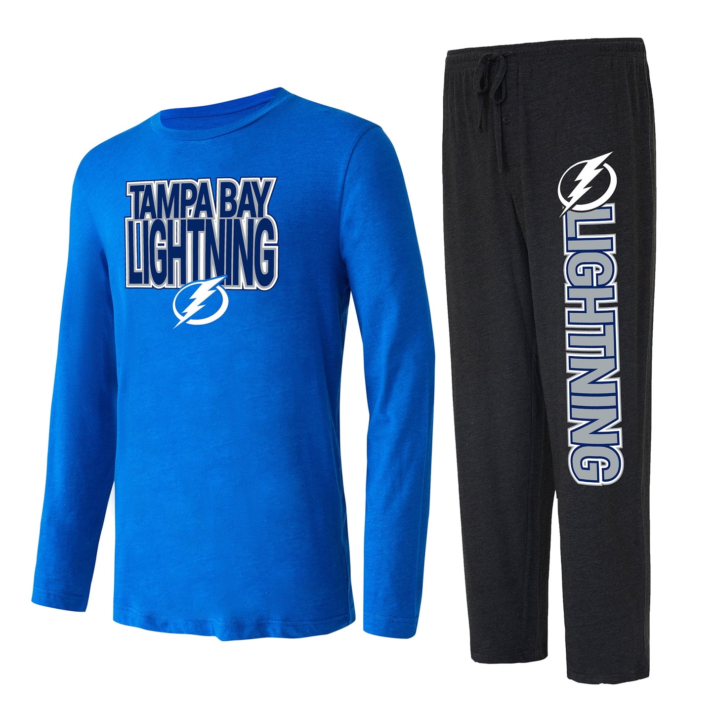 Men's Concepts Sport Black/Blue Tampa Bay Lightning Meter Long Sleeve T-Shirt & Pants Sleep Set