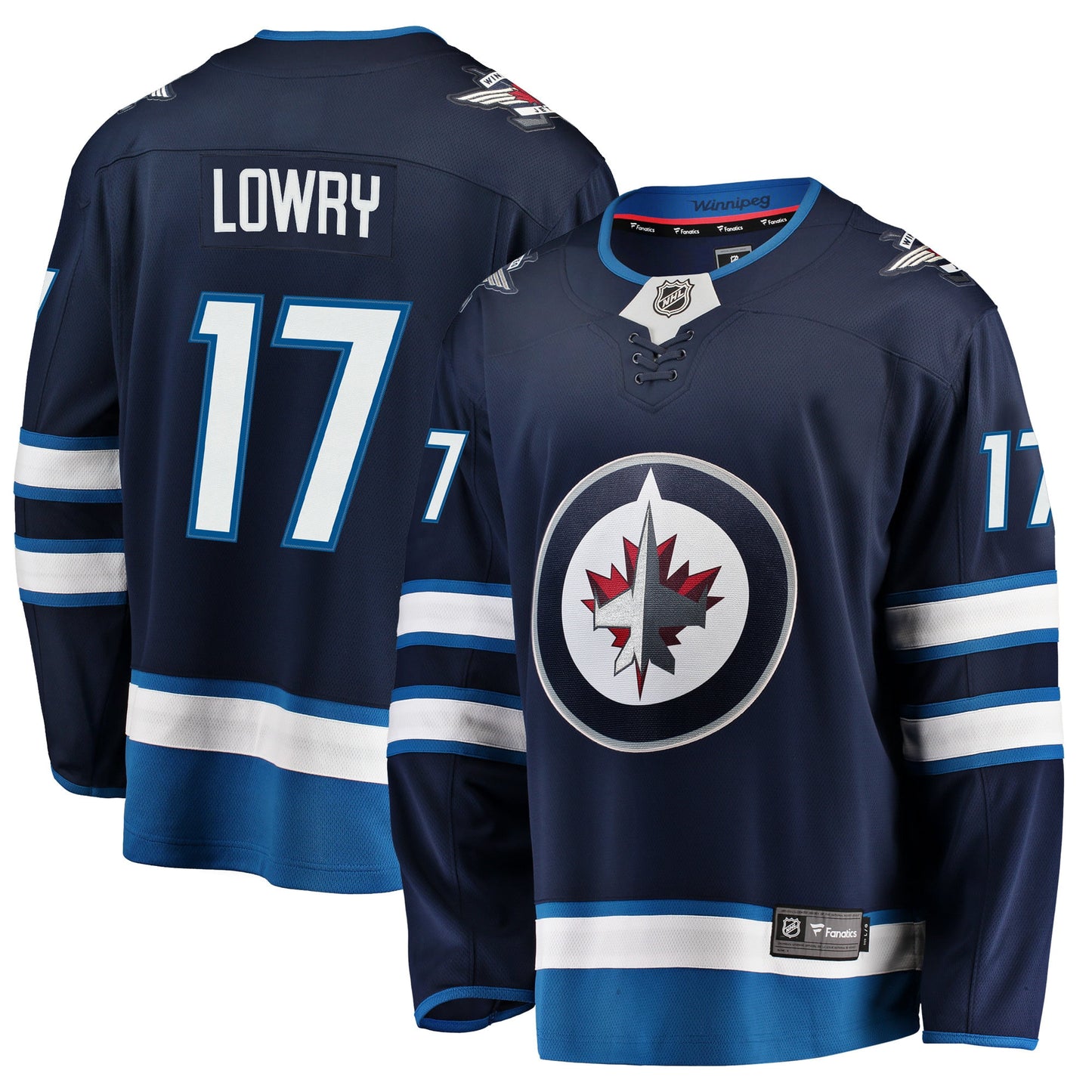 Men's Fanatics Branded Adam Lowry Navy Winnipeg Jets Breakaway Replica Jersey