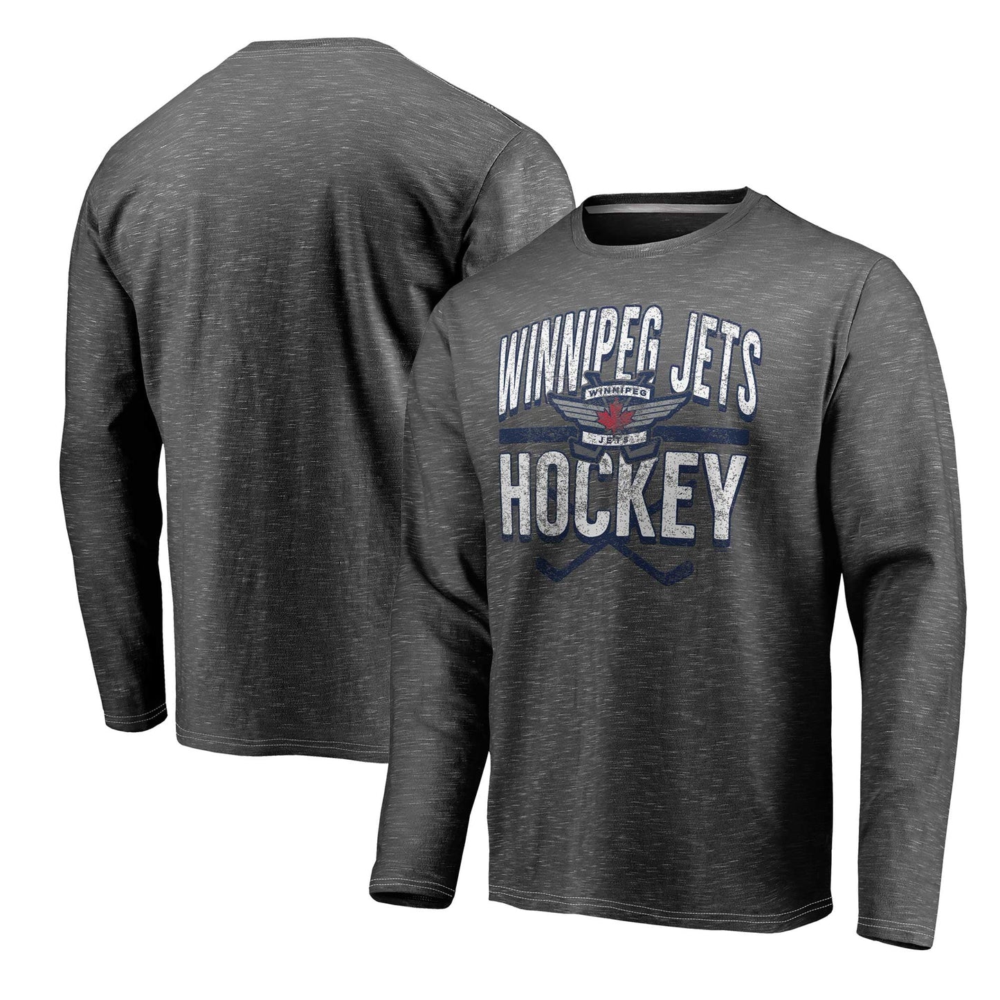 Men's Fanatics Branded Gray Winnipeg Jets Iced Out Long Sleeve T-Shirt