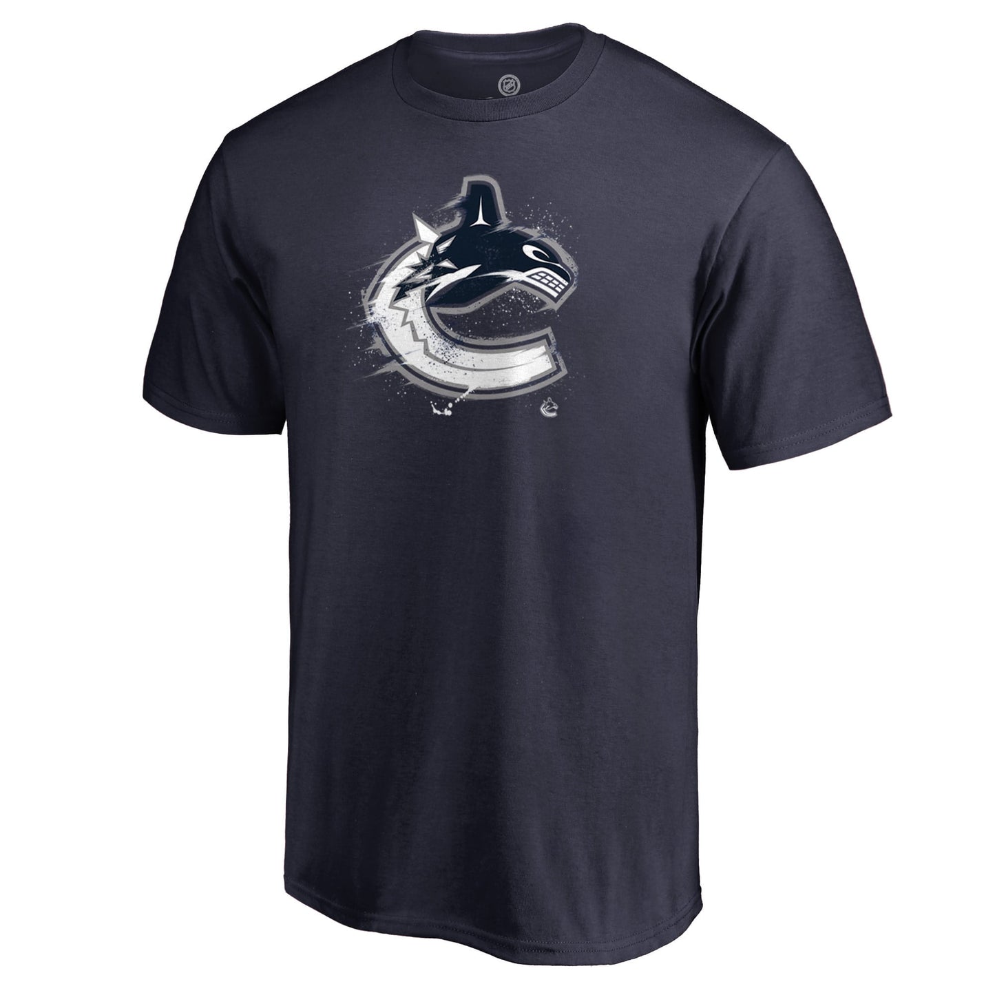 Men's Fanatics Branded Navy Vancouver Canucks Splatter Logo T-Shirt
