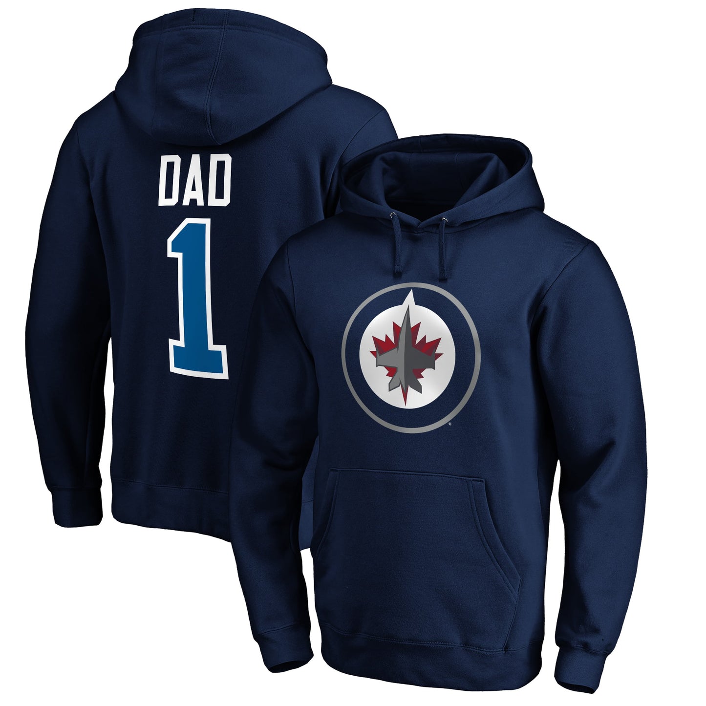 Men's Fanatics Branded Navy Winnipeg Jets #1 Dad Pullover Hoodie