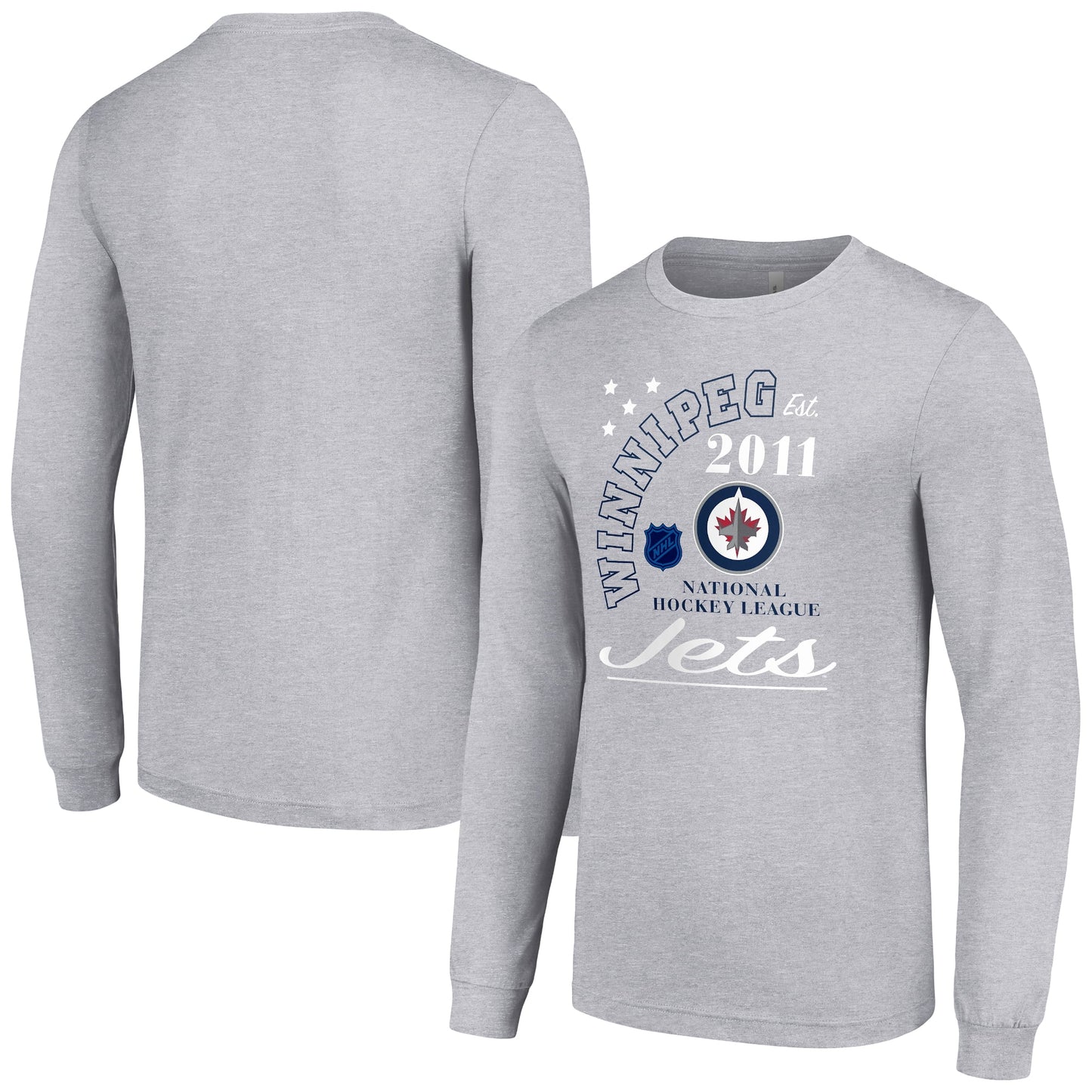 Men's Starter  Heather Gray Winnipeg Jets Arch City Theme Graphic Long Sleeve T-Shirt