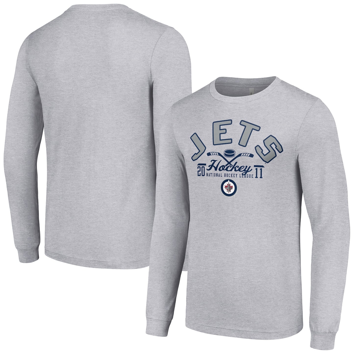 Men's Starter  Heather Gray Winnipeg Jets Puck Long Sleeve T-Shirt