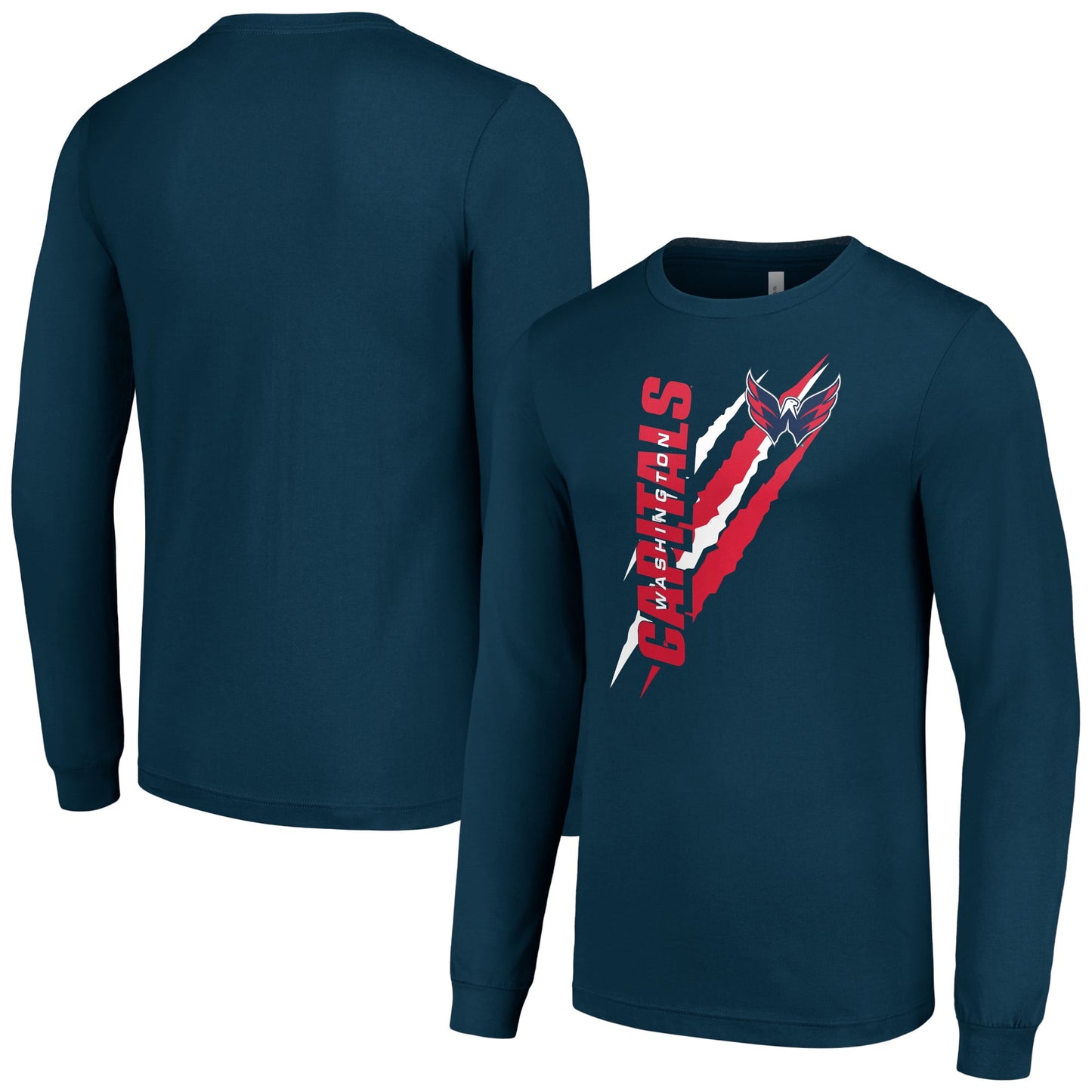 Men's Starter Navy Washington Capitals Color Scratch Long-Sleeve T-Shirt