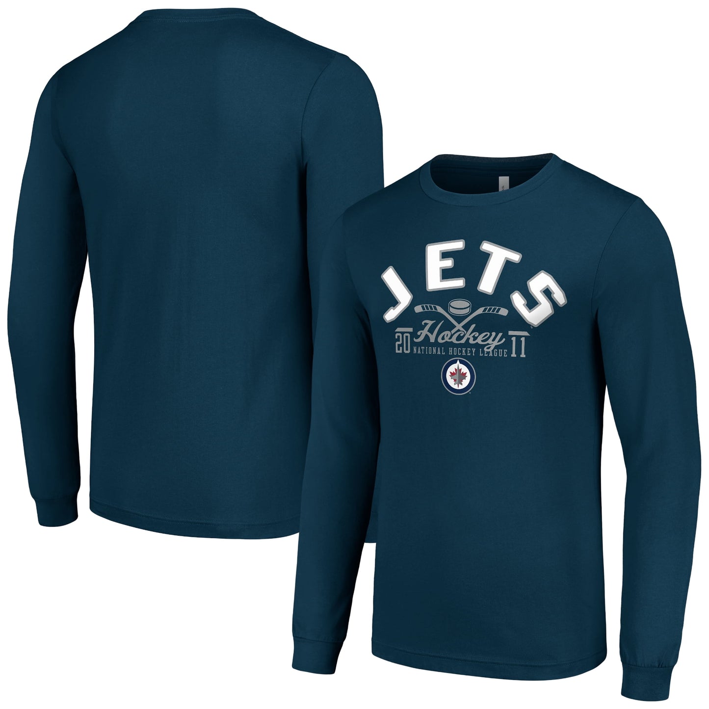 Men's Starter  Navy Winnipeg Jets Puck Long Sleeve T-Shirt
