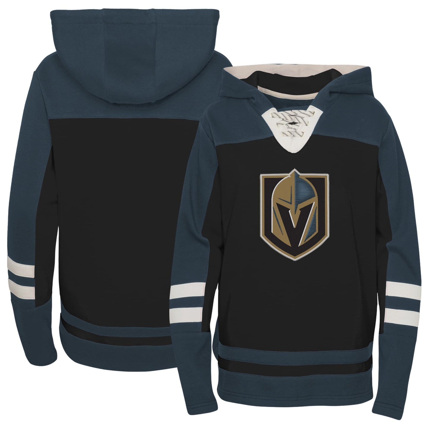 Preschool Black Vegas Golden Knights Ageless Revisited Lace-Up V-Neck Pullover Hoodie