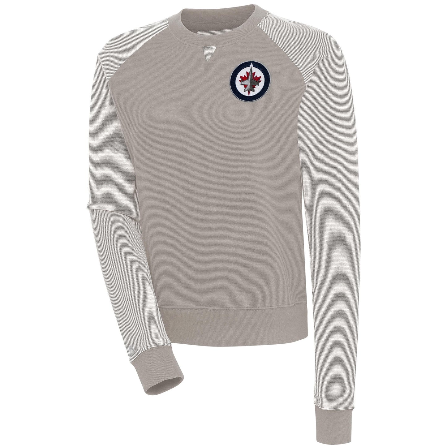 Women's Antigua  Oatmeal/White Winnipeg Jets Flier Bunker Pullover Sweatshirt