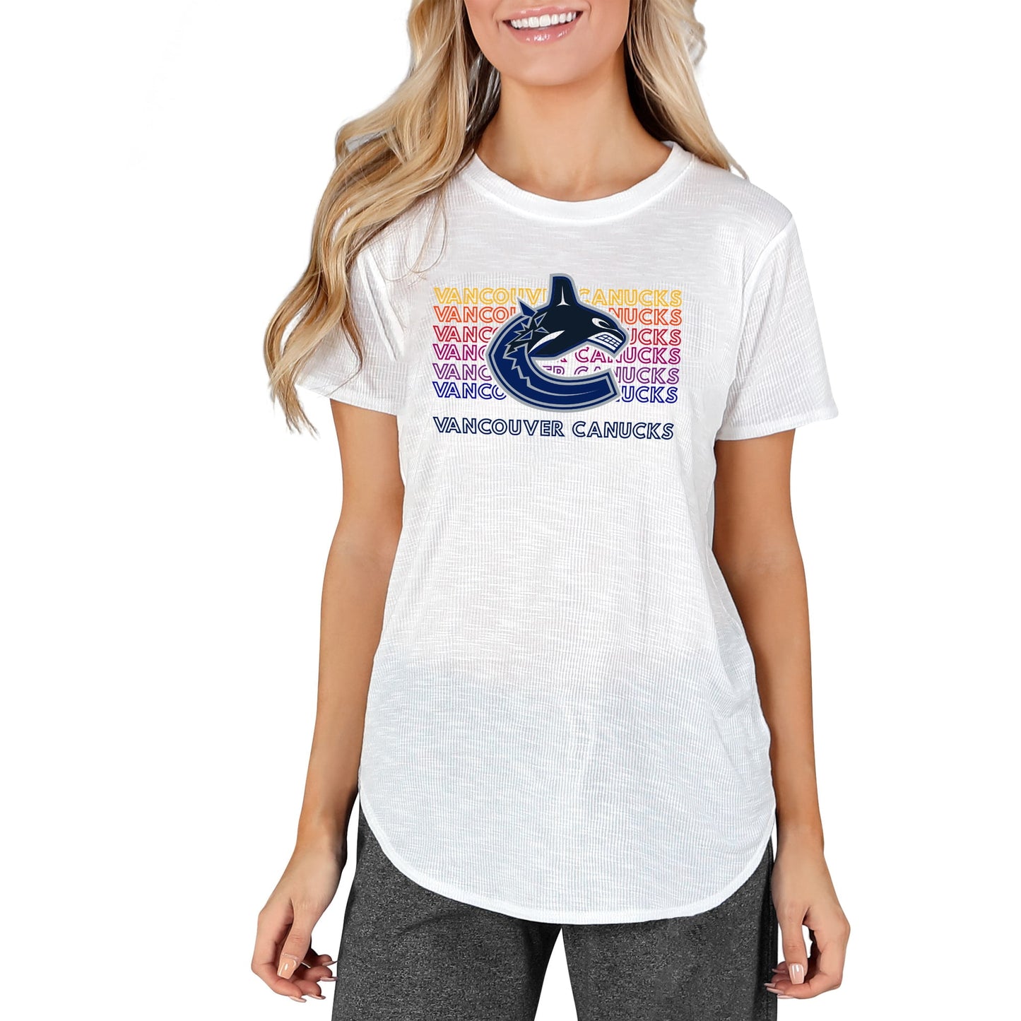 Women's Concepts Sport White Vancouver Canucks Gable Knit T-Shirt