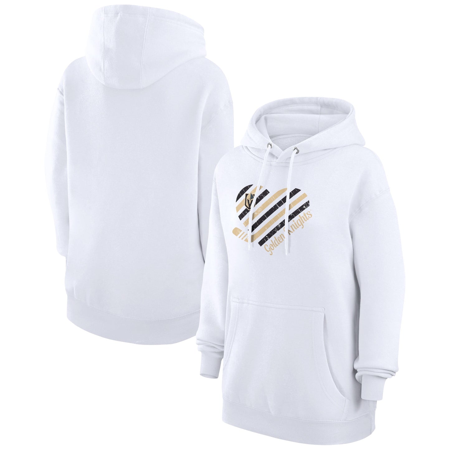 Women's G-III 4Her by Carl Banks  White Vegas Golden Knights Heart Pullover Hoodie