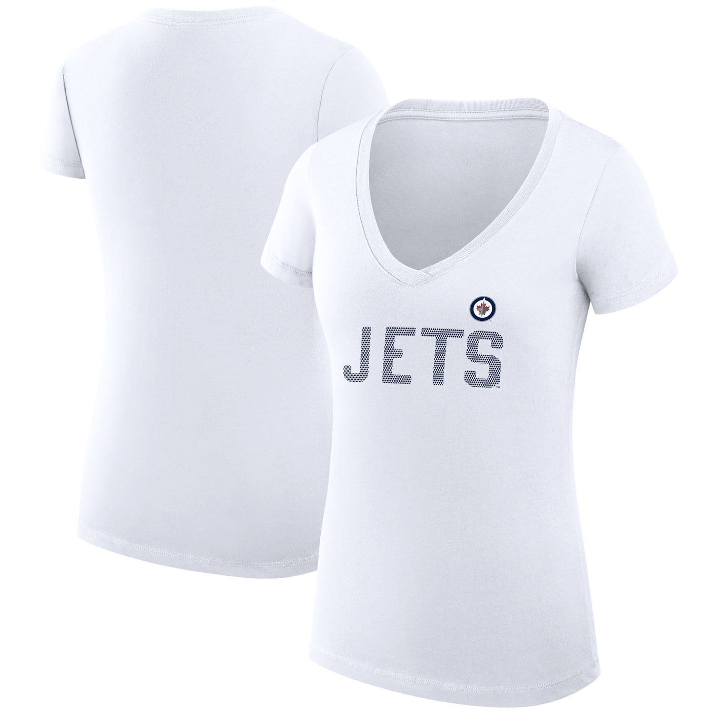 Women's G-III 4Her by Carl Banks White Winnipeg Jets Dot Print Team V-Neck Fitted T-Shirt